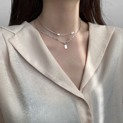 Collier simple à double couches empilées à la mode pour femmes