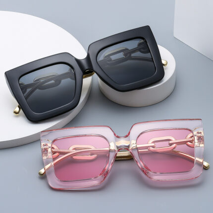 Lunettes de soleil à chaîne carrée