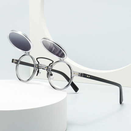 Lunettes de soleil ronde à monture beige