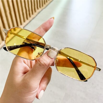Lunettes de soleil en métal polygones de personnalité